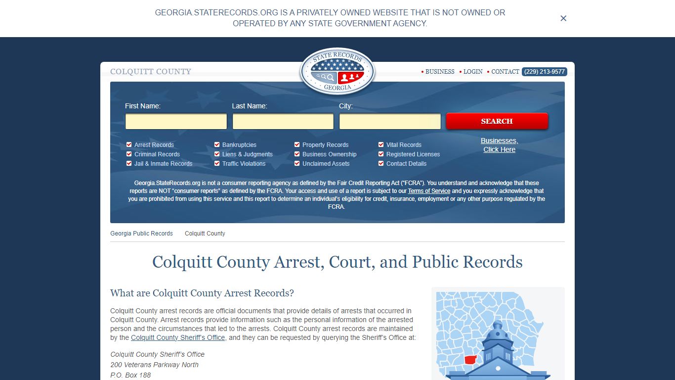 Colquitt County Arrest, Court, and Public Records