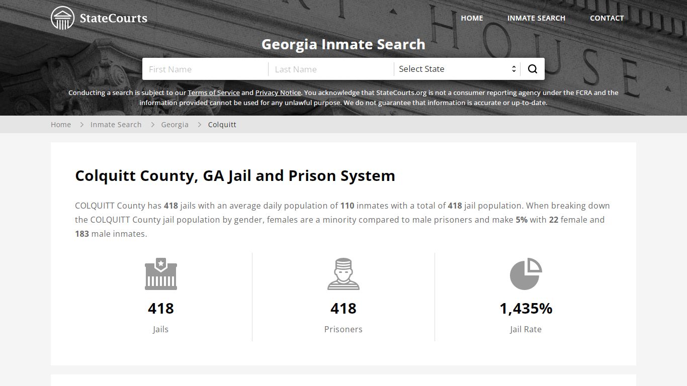 Colquitt County, GA Inmate Search - StateCourts
