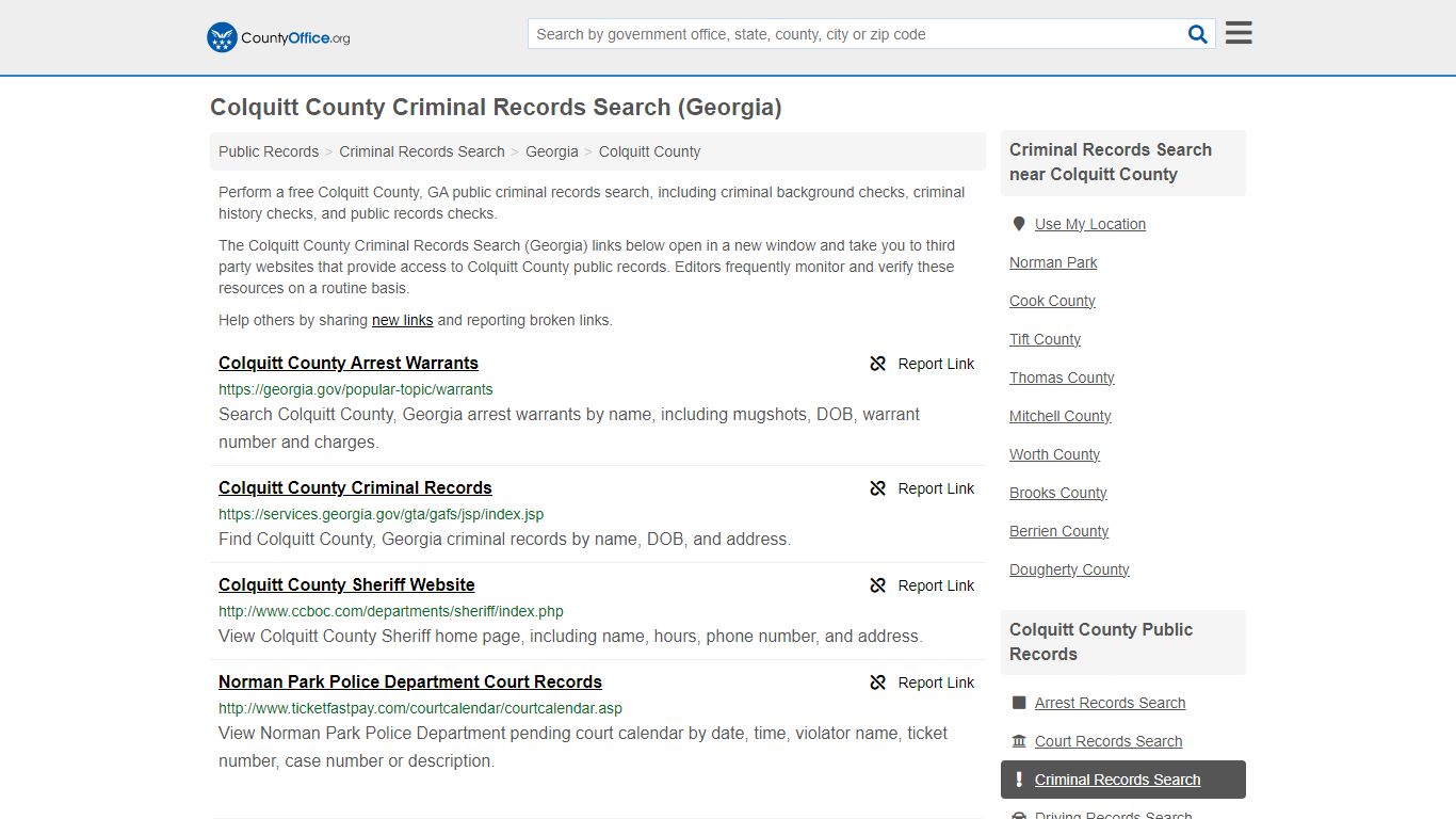 Criminal Records Search - Colquitt County, GA (Arrests, Jails & Most ...