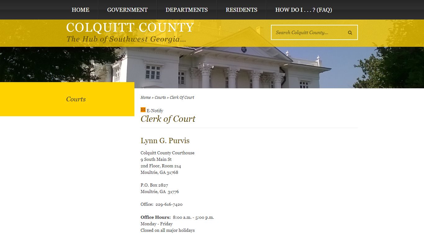 Clerk of Court - Colquitt County, Georgia